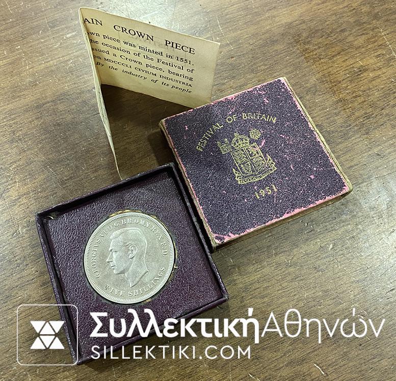 GR. BRITAIN 5 Shilling Festival Of Britain 1951 Boxed